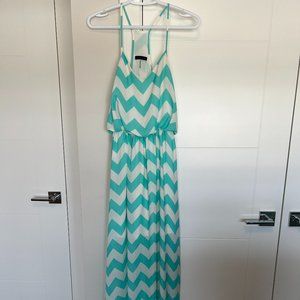 Cals Turquoise Chevron Maxi Dress